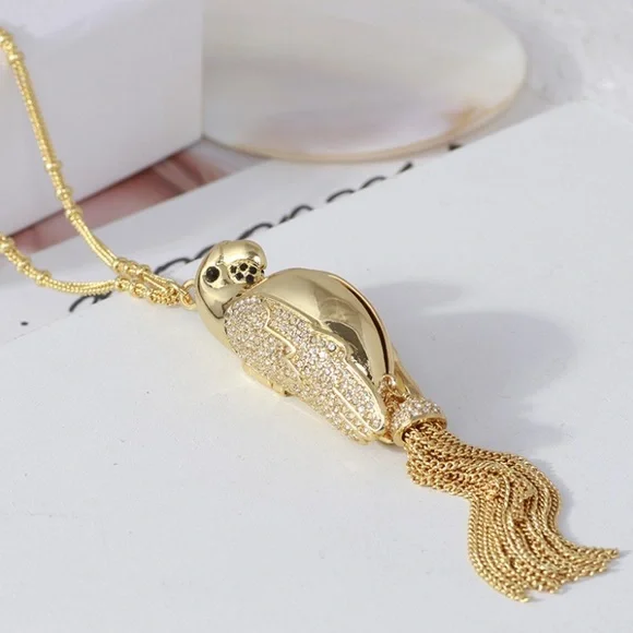 NWT Kate Spade Gold Toned Parrot Tassel Necklace - Picture 1 of 7